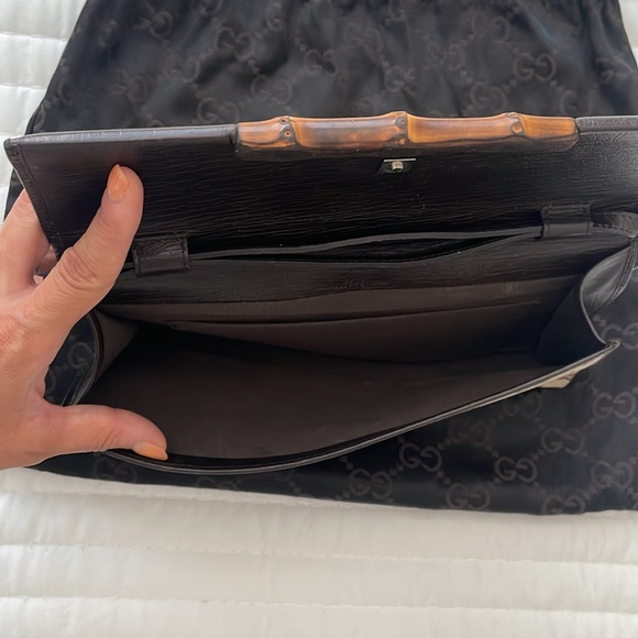 VINTAGE GUCCI GG CANVAS BAMBO BAR CLUTCH - Picture 9 of 10